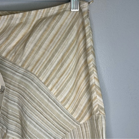 NWT J Jill Skirt Ivory Striped Linen Patchwork A Line Below Knee Everyday Sz 14 - Picture 6 of 10
